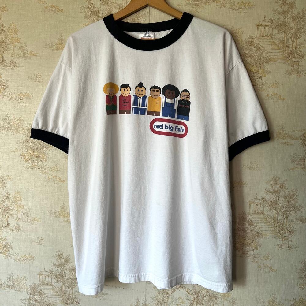 Vintage 90s Reel Big Fish Ringer Tee | Distressed Band Shirt | Size XL